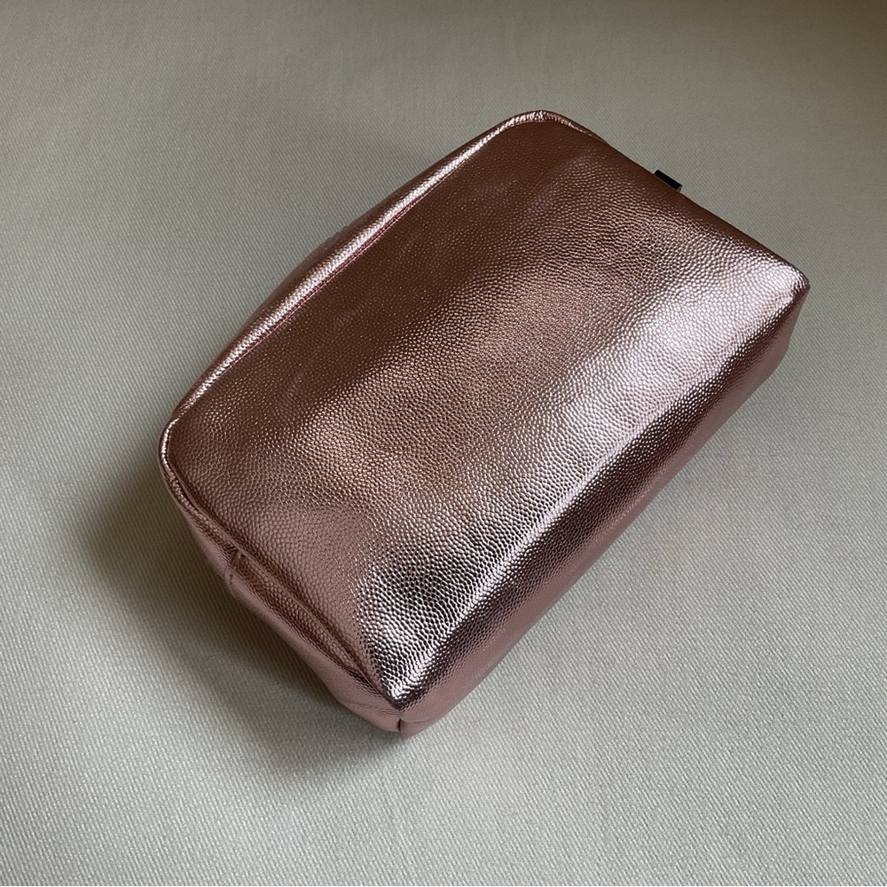 Shiny Light Pink Metallic Cosmetic Pouch Bag